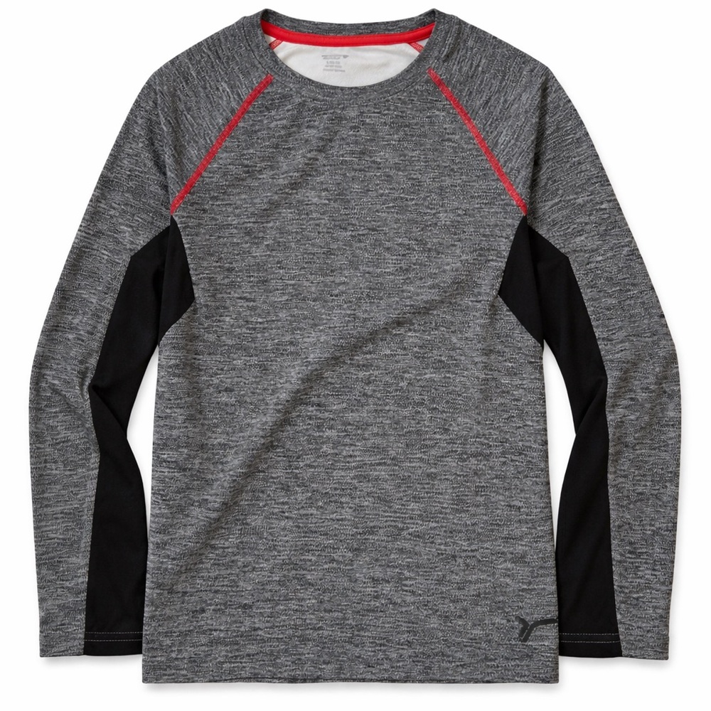 Old Navy Active Youth Large Long Sleeve Performance Shirt Gray Athletic Top Boys